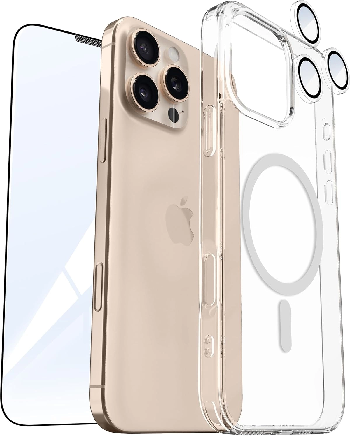 Vaku Luxos® 3in1 Value Combo Pack Glassy Kickmag Back Cover Case for iPhone 16 Pro series